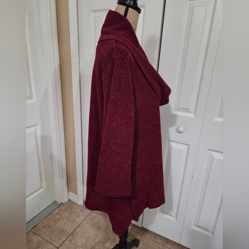 New Directions Burgundy Cowl Neck Sweater - Picture 8 of 12